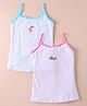 Bodycare Cotton Knit Singlet Sleeves Slips with Flamingo & Text Print Pack of 2 - White