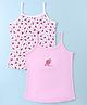 Bodycare Cotton Knit Singlet Sleeves Strawberry Printed Slips Pack of 2 - Pink & White