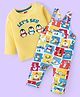 Babyhug Single Jersey Knit Dungaree and Full Sleeves T-Shirt Set with Penguins Print - White & Yellow