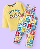 Babyhug Single Jersey Knit Dungaree and Full Sleeves T-Shirt Set with Penguins Print - White & Yellow