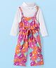 Babyhug Cotton Knit Floral Printed Jumpsuit With Full Sleeves T-Shirt - White & Lilac