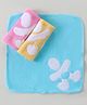 Child World Terry Knit Hand & Face Towels Embroidery Pack of 3 L 16 x B 15 - Light Blue Orange & Pink