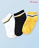 Honeyhap Premium Cotton Bamboo Spandex With Bio Finish Stripe Designed Socks Pack of 3 - Black White & Yellow