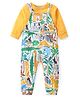 Babyhug Cotton Knit Koala Bear Printed Dungaree with Full Sleeves T-Shirt - Yellow & White