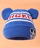 Babyhug Woollen Cap with Mickey Mouse Design Blue - Diameter 11.5 cm