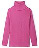Pine Kids Knitted Full Sleeves Solid Colour Turtle Neck Pullover Sweater - Dark Pink