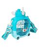 Koochie-Koo Push Button Open Two Way Drinking Sipper Water Bottle for Kids, Cute Water Bottle with Bear Face, Drinking Bottle with Adjustable Shoulder Straps and Stickers, 900 ml (Pack of 1, Blue)