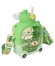 Koochie-Koo Push Button Open Two Way Drinking Sipper Water Bottle for Kids, Cute Water Bottle with Bear Face, Drinking Bottle with Adjustable Shoulder Straps and Stickers, 900 ml (Pack of 1, Green)