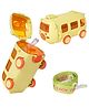 Koochie-Koo Cute Bus Shape Sipper Water Bottle for Kids, Push Button Open Sipper Bottle with Soft Silicone Nozzle, Drinking Bottle with Shoulder Straps and Stickers, 500 ml (Pack of 1, Yellow)