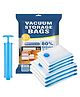 COZY VIBES Space Saver Pack of 6 Variety Reusable Vacuum Storage Ziplock Compression Sealer Bags for Travel clothes and home Blankets, Quilts with hand Pump - Pack of 1 - Color May Vary