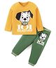 Babyhug Disney Cotton Knit Full Sleeves T-Shirt & Lounge Pants Set With 101 Dalmatians Graphics & Badge Detailing - Mustard & Green