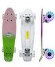 Jaspo Candy Kids Skateboard, LED Wheels 58 mm, Aluminium Trucks, Fibre Deck, 22 Inches Length, 6 Inches Width, Knurl Design, Age Group Above 5 Years, Lightweight, Dual Colour (Pink & Green)