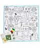 New Pinch Washable Coloring Mat with 6 Color Markers for Kids - Different Theme Coloring Mat for Kids, DIY Washable Drawing Mat for Kids  Size: 80 X 80 Cm (Multicolor) Design may vary