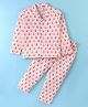 Ollypop Sinker Knit Full Sleeves Front Open Night Suit With Anchors Print - Baby Pink
