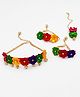 Lime By Manika Navratri Theme   Floral Embellished Necklace  Bracelets & Maang Teeka Set- Multi Colour