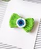Bobbles & Scallops Halloween Theme Crochet Monster Eye Detailed Bow Clip - Green