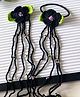 Bobbles & Scallops Halloween Theme Crocheted Flower Combo Set Of 1 Hair Clip & 1 Hair Tie - Black & Purple