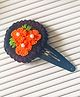 Bobbles & Scallops Halloween Theme Floral Embroidered Hair Clip - Black & Orange