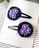 Bobbles & Scallops Halloween Theme Set Of 2 Floral Embroidered Hair Clips - Black & Purple