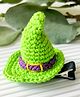Bobbles & Scallops Halloween Theme Crocheted Witch Hat Hair Clip - Green
