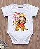 KNITROOT Durga Theme Half Sleeves My First Durga Puja Text Printed Onesie - White