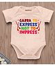 KNITROOT Navratri Theme Half Sleeves Garba To Express Not To Impress Text Printed Onesie - Peach