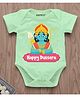 KNITROOT Dussehra Theme Half Sleeves Happy Dussehra Text Printed Onesie - Green