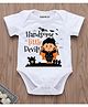 KNITROOT Halloween Theme Half Sleeves Handsome Little Devil Text Printed Onesie - White