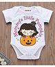 KNITROOT Halloween Theme Half Sleeves Mommys Little Pumpkin Text Printed Onesie - White