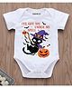 KNITROOT Halloween Theme Half Sleeves I'Ve Got You Under My Spell Text Printed Onesie - White