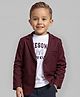 Babyhug Woven Full Sleeves Blazer & T-Shirt with Attached Text Print - Maroon