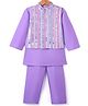 Saka Designs Taffeta Woven Full Sleeves Solid Colour Kurta Pyjama Set with Sequinned Nehru Jacket - Mauve