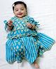 BownBee Pure Cotton Half Sleeves Floral Printed & Lace Embellished Lehenga Choli Set - Blue