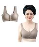 Bembika Solid Wirefree Cotton Front Button Closure Maternity Nursing Bra - Grey