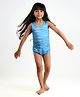 Somersault  Sleeveless Waves Printed Swimsuit - Blue