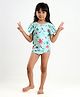 Somersault Half Sleeves Sea Life Printed Swimsuit - Blue