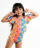 Somersault Half Sleeves Daisy Printed Swimsuit - Multi Colour