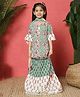 READIPRINT Three Fourth Bell Sleeves Floral Printed Lace Embellished Lehenga & Choli With Dupatta Set - Green