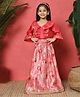 READIPRINT Three Fourth Sleeves Floral & Foil Printed Lace Embellished Lehenga & Choli Set - Pink