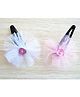 Pretty Ponytails Set of 2 Tulle Heart Clips - White & Pink