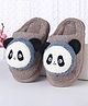 Oh! Pair Winter Plush Slippers with Panda Applique - Brown