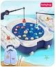 Babyhug Premium  Rechargeable Magnetic Fishing Game Portable Trolly|25 colourful fishes with 2 fish catching rods| C-Type Charging | Music & Lights | Best for Gifting | Made in India-Blue