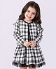 Babyhug Woven Checkered Frock With Full Sleeves Jacket - White & Black