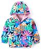 Babyhug Cotton Knit Full Sleeves Front Open Hooded Sweatjacket with Floral Print & Kangaroo Pockets - Navy Blue