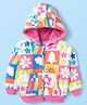 Babyhug Cotton Knit Full Sleeves Hooded Front Open  Sweatjacket with  Floral Print - Pink White & Orange