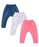 Babyhug Cotton Knit Full Length Diaper Leggings With Floral & Polka Dots Print Pack Of 3 - Pink White & Navy