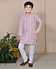 BT DEZINES Full Sleeves Abstract Embroidered Kurta Pajama Set - Lavender