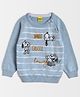 Mi Arcus Cotton Full Sleeves Peanuts Featuring Snoopy & Text Designed Striped Sweater - Blue