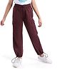 Pine Kids Cotton Woven Full Length Solid Trouser - Maroon