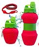 Bunie Strawberry Shaped Expandable Silicone Sipper Bottle with Wrist Strap  700 ml Red